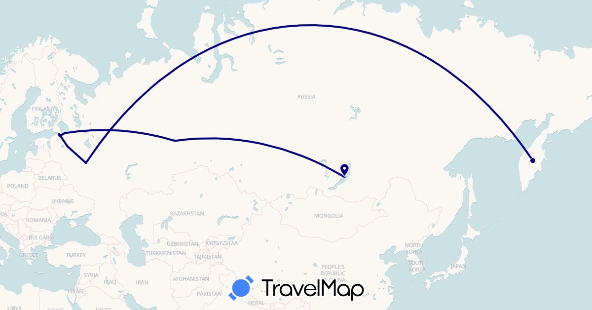 TravelMap itinerary: driving in Russia (Europe)